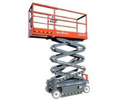 image of scissor lift with directions on how to operate